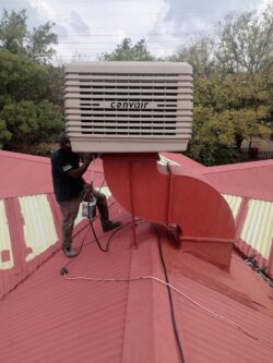 Convair CVQ1100 evaporative cooler installed