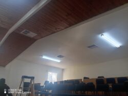 Breezair TBQ550 evaporative cooler with ceiling grills installed